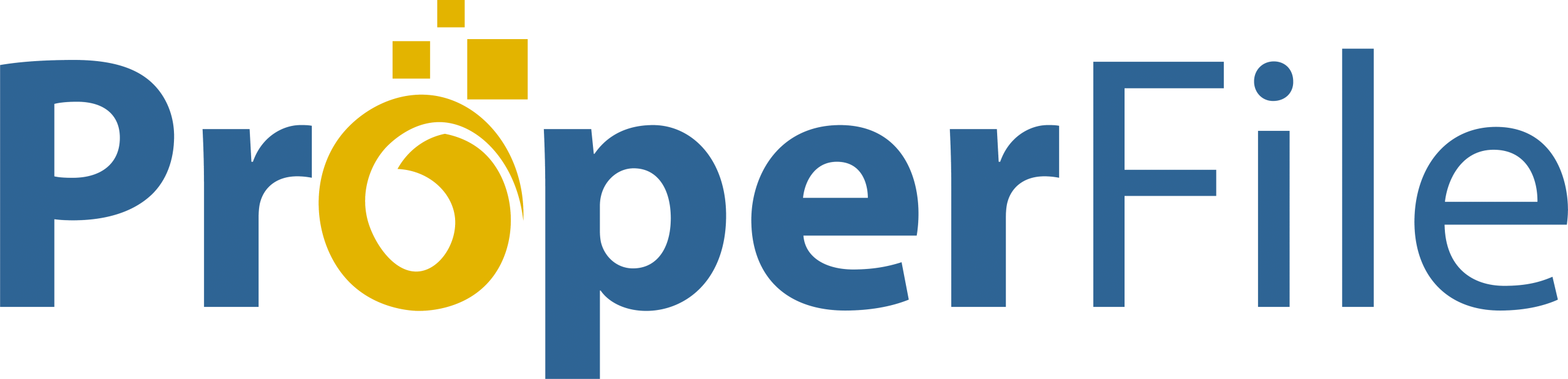 ProperFile logo: blue and gold wordmark