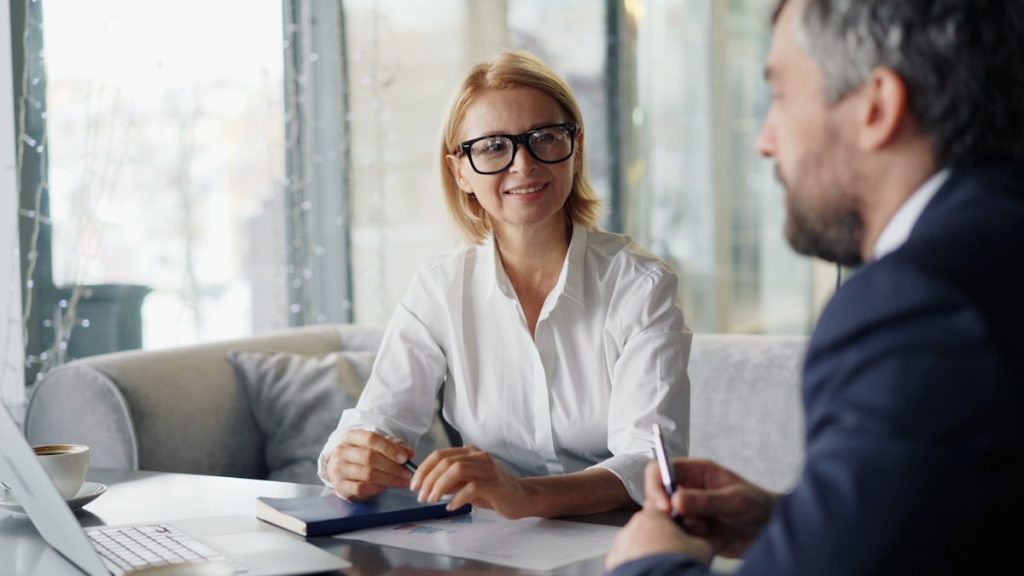 Client reviewing case status securely with attorney