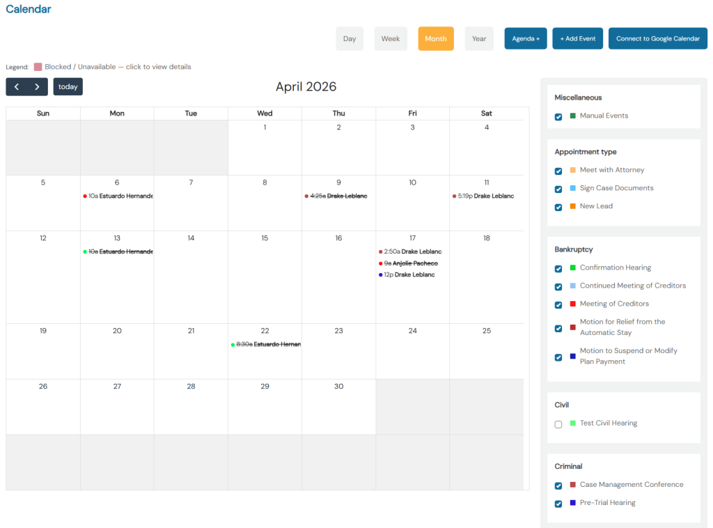 ProperFile Calendar