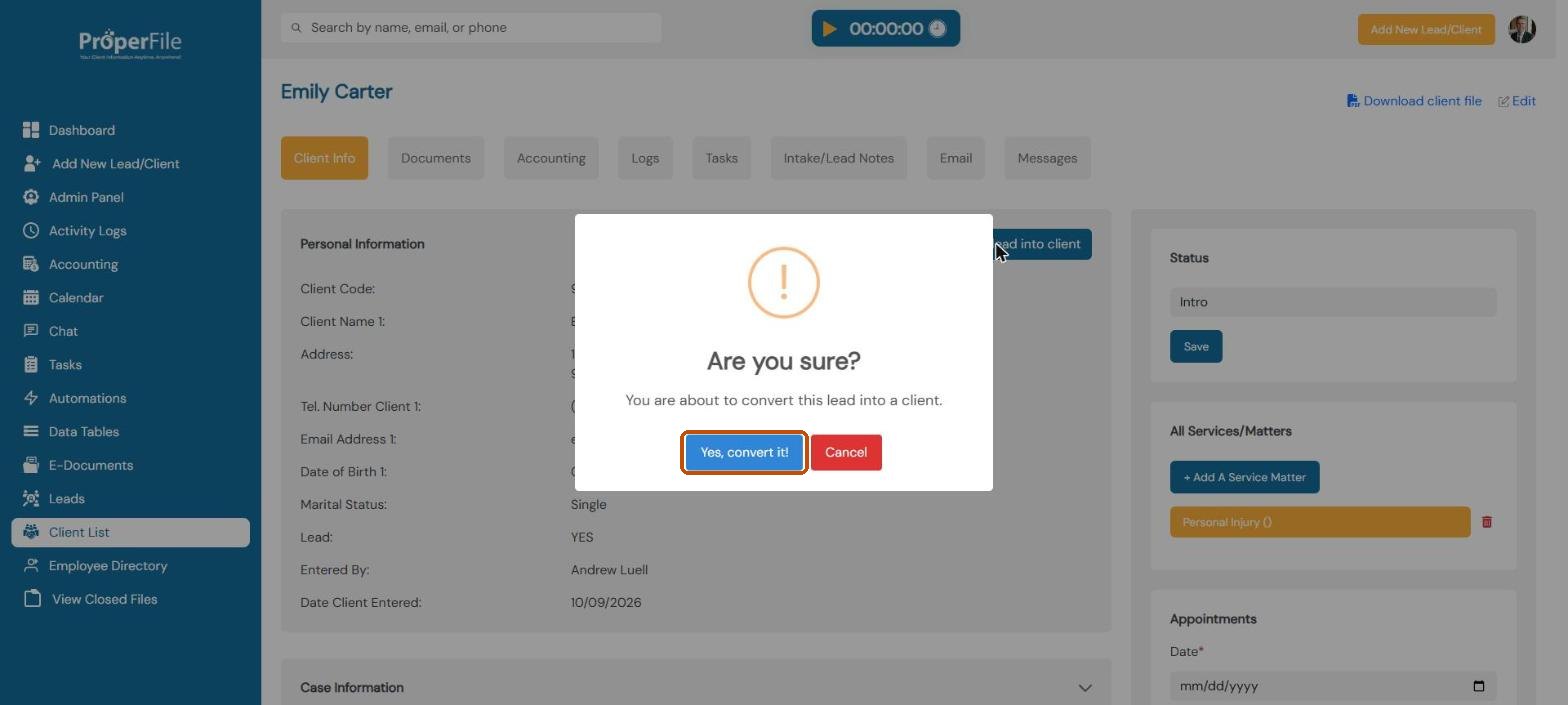Confirmation window with the Yes, convert it button highlighted